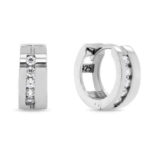 Brilio Silver Třpytivé kruhové stříbrné náušnice se zirkony EA215W + 2 měsíce na vrácení zboží