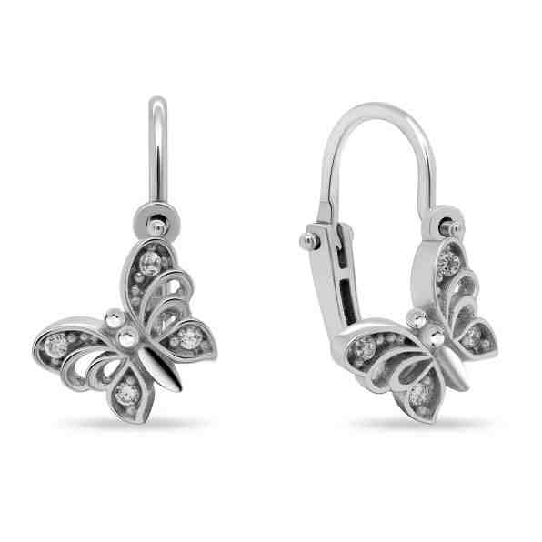 Brilio Silver Designové stříbrné náušnice motýlci EA187W + 2 měsíce na vrácení zboží