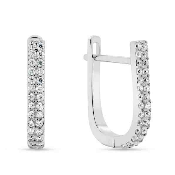 Brilio Třpytivé náušnice z bílého zlata s čirými zirkony EA132WAU + 2 měsíce na vrácení zboží