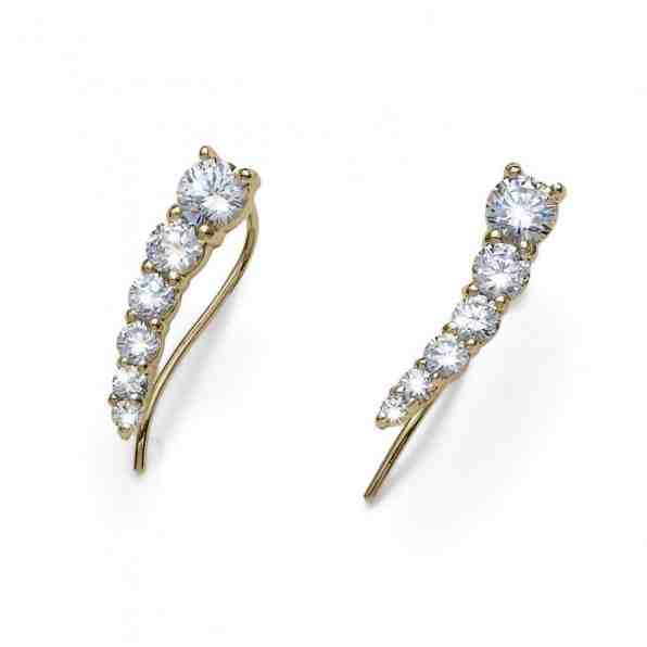 Oliver Weber Podélné pozlacené náušnice s čirými krystaly Line 22977G + 2 měsíce na vrácení zboží