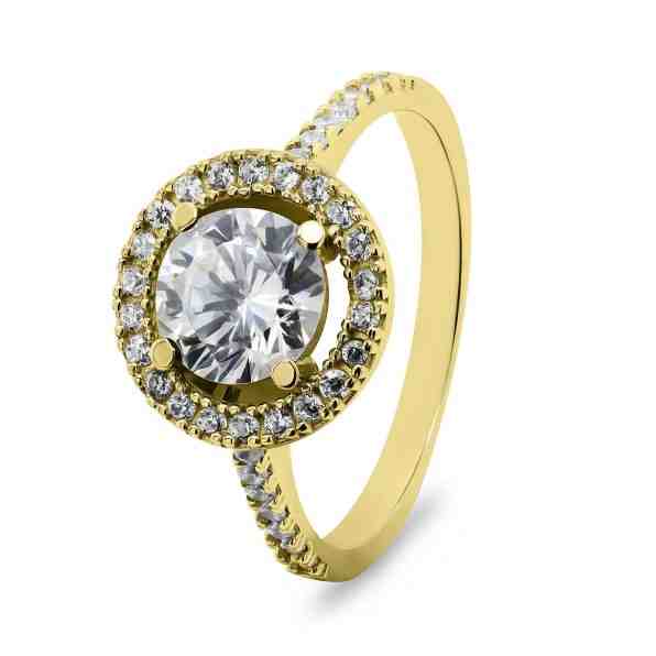 Brilio Silver Luxusní pozlacený prsten s čirými zirkony RI032Y 50 mm + 2 měsíce na vrácení zboží