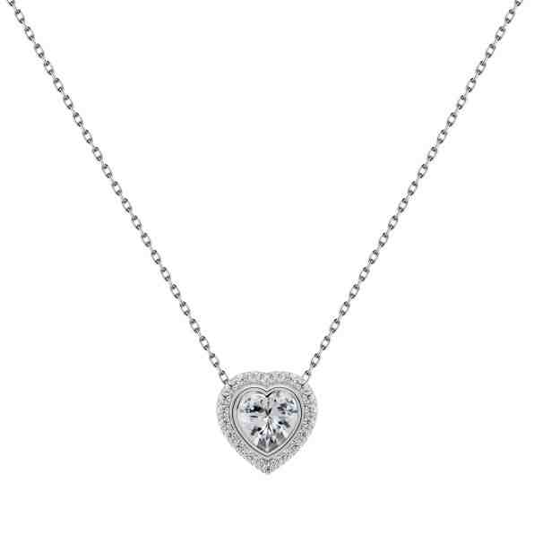 Brilio Silver Elegantní stříbrný náhrdelník s čirými zirkony Srdce NCL23W + 2 měsíce na vrácení zboží