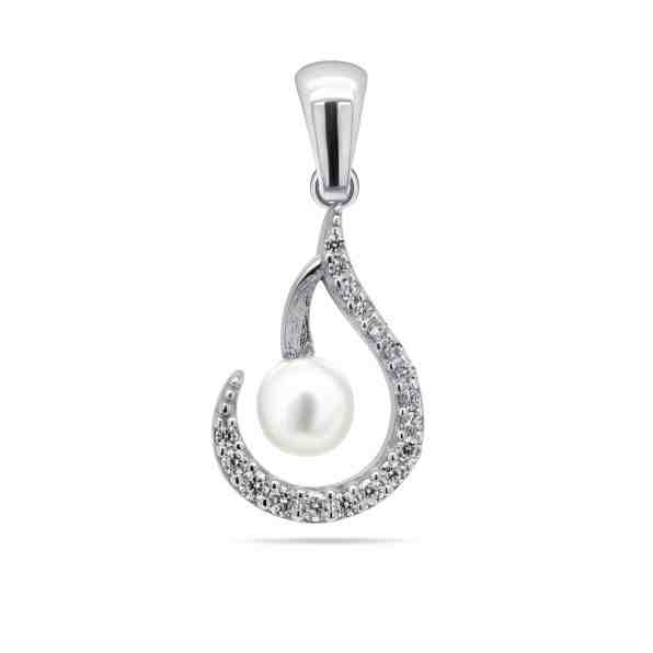 Brilio Silver Půvabný stříbrný přívěsek se zirkony a perlou PT37W + 2 měsíce na vrácení zboží