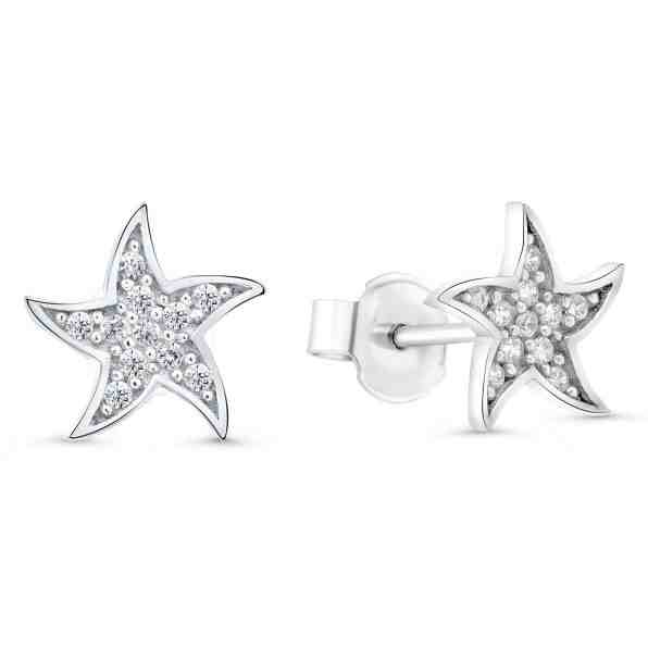 Brilio Silver Hravé stříbrné náušnice třpytivé hvězdice EA106W + 2 měsíce na vrácení zboží