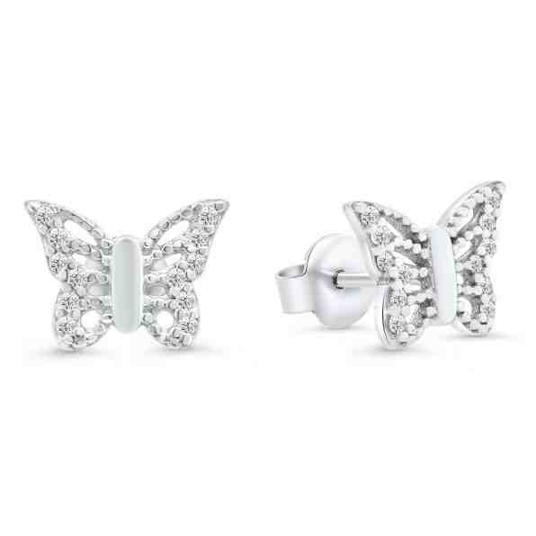 Brilio Silver Něžné stříbrné náušnice motýlci EA109W + 2 měsíce na vrácení zboží