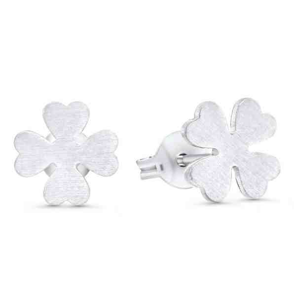 Brilio Silver Půvabné stříbrné náušnice matné čtyřlístky EA110W + 2 měsíce na vrácení zboží