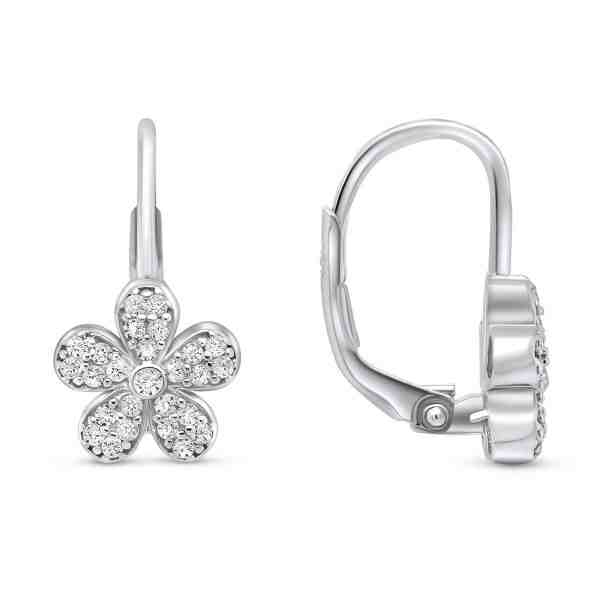 Brilio Silver Stříbrné náušnice kytičky s čirými zirkony EA112W + 2 měsíce na vrácení zboží
