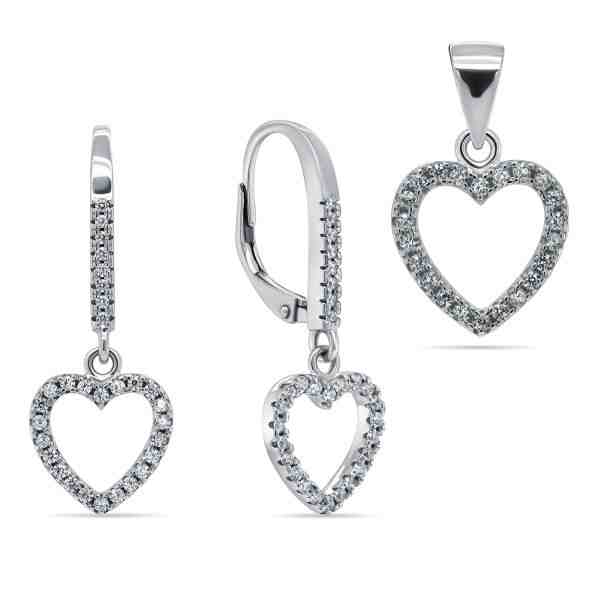 Brilio Silver Něžný stříbrný set s designem srdce SET196W (přívěsek, náušnice) + 2 měsíce na vrácení zboží