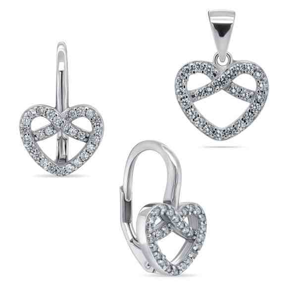 Brilio Silver Srdíčkový stříbrný set přívěsku a náušnic SET197W + 2 měsíce na vrácení zboží