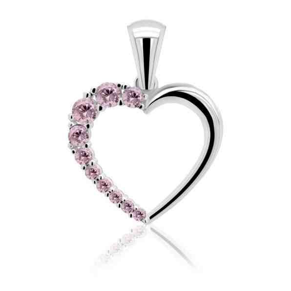 Brilio Silver Romantický stříbrný přívěsek s růžovými zirkony PT42WP + 2 měsíce na vrácení zboží