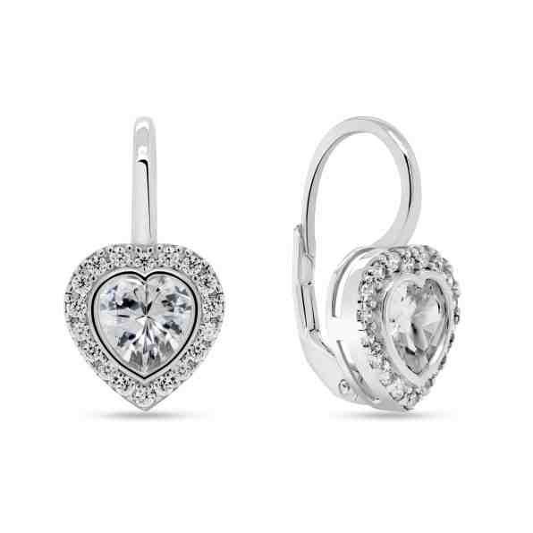 Brilio Silver Něžné stříbrné náušnice se zirkony srdíčka EA251W + 2 měsíce na vrácení zboží