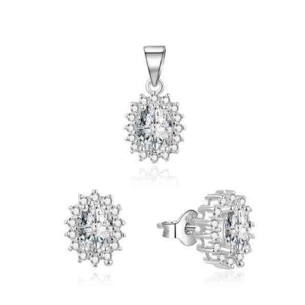 Beneto Stříbrná souprava šperků se zirkony AGSET159 (přívěsek, náušnice) + 2 měsíce na vrácení zboží