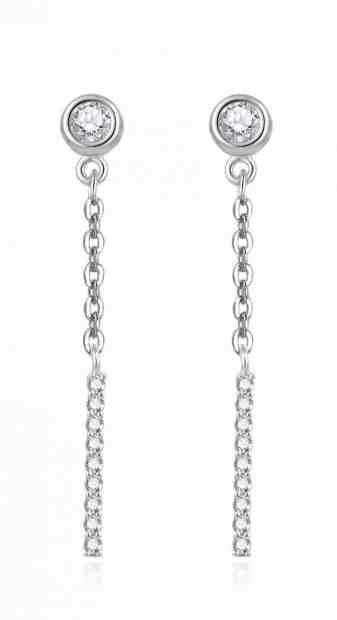 Beneto Elegantní stříbrné náušnice s čirými zirkony AGUV937L + 2 měsíce na vrácení zboží