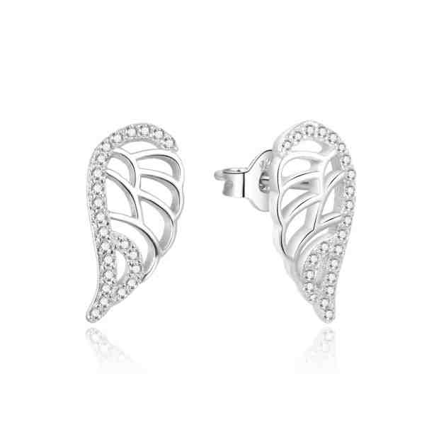 Beneto Půvabné stříbrné náušnice se zirkony Andělská křídla AGUP707L + 2 měsíce na vrácení zboží