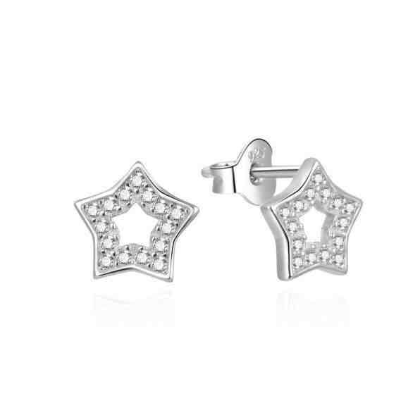 Beneto Stříbrné náušnice se zirkony Hvězdičky AGUP2110L + 2 měsíce na vrácení zboží
