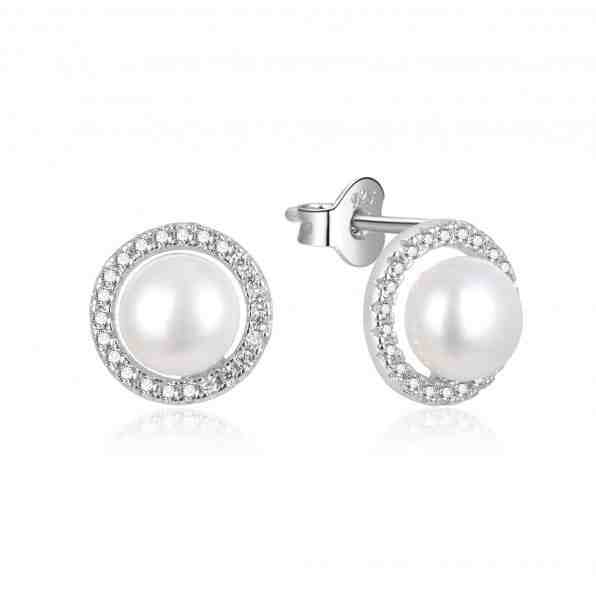 Beneto Jemné stříbrné náušnice s pravými perlami AGUP2091P + 2 měsíce na vrácení zboží