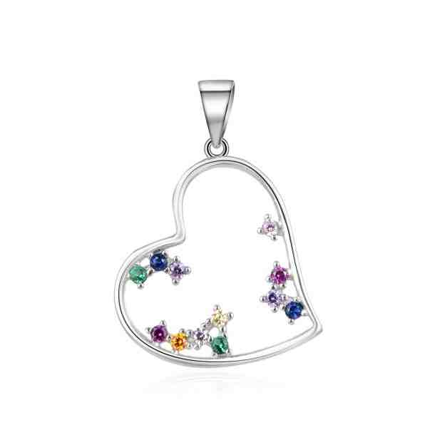 Beneto Srdíčkový přívěsek s barevnými zirkony AGH610 + 2 měsíce na vrácení zboží