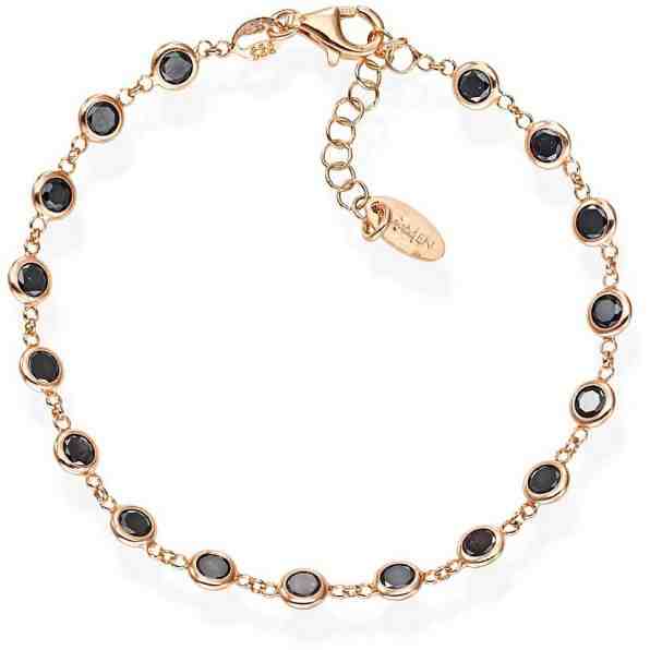 Amen Půvabný bronzový náramek s černými zirkony Tennis BRGORN3 + 2 měsíce na vrácení zboží