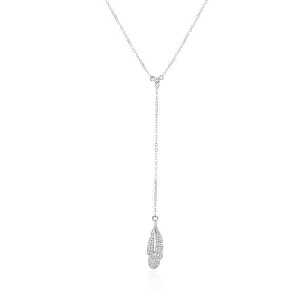 Beneto Stylový stříbrný náhrdelník s peříčkem AGS986/47 + 2 měsíce na vrácení zboží