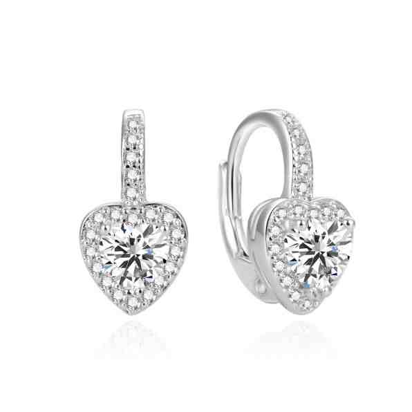 Beneto Romantické náušnice ve tvaru srdíček AGUC1756 + 2 měsíce na vrácení zboží