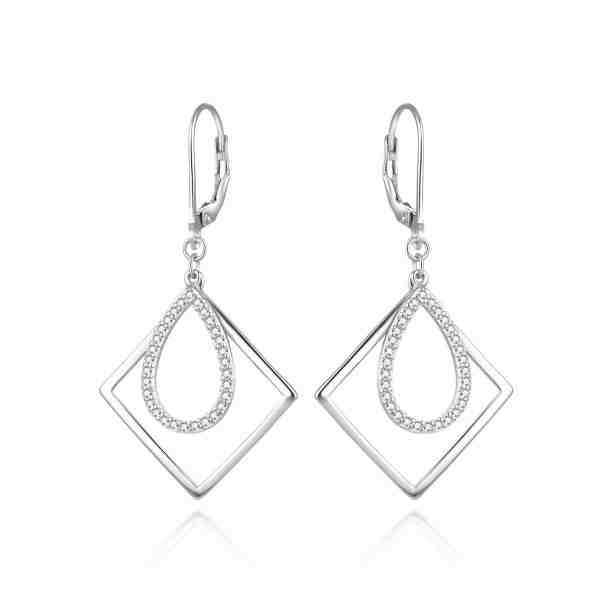 Beneto Výrazné stříbrné náušnice se zirkony AGUC2120L + 2 měsíce na vrácení zboží