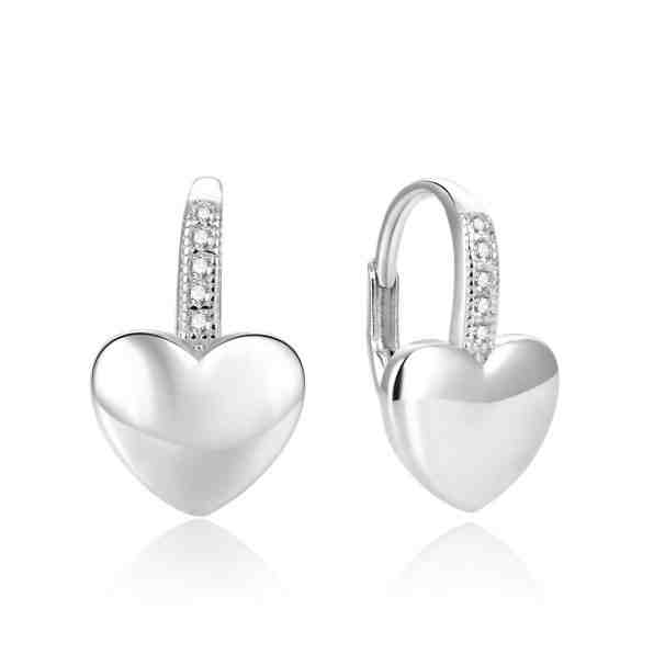 Beneto Srdíčkové stříbrné náušnice AGUC1775 + 2 měsíce na vrácení zboží