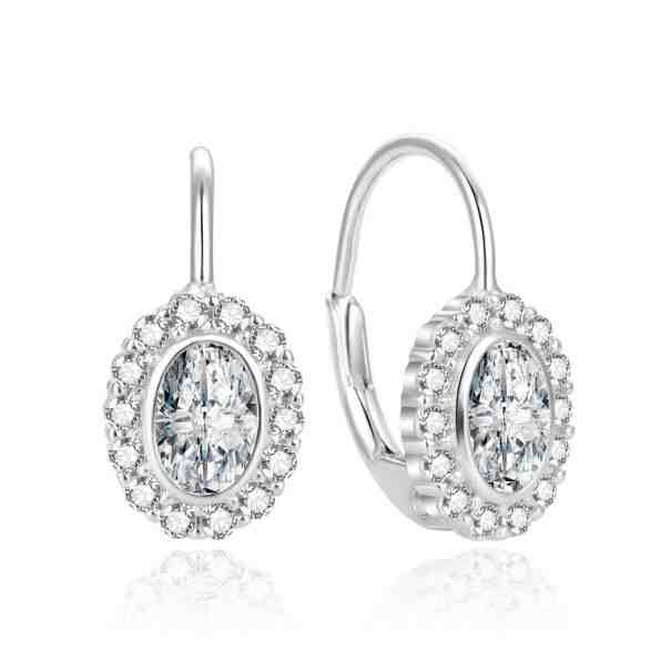 Beneto Třpytivé stříbrné náušnice se zirkony AGUC1808L + 2 měsíce na vrácení zboží