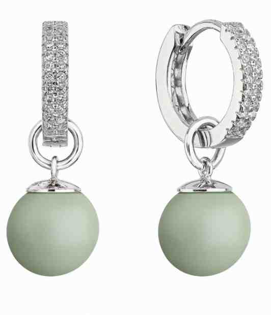 Evolution Group Stříbrné náušnice 2v1 s pastelově zelenými syntetickými perlami 31298.3 + 2 měsíce na vrácení zboží