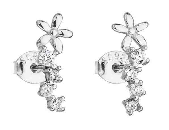 Evolution Group Stříbrné náušnice se zirkonem bílá kytička 11106.1 + 2 měsíce na vrácení zboží