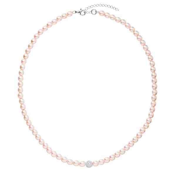 Evolution Group Romantický perlový náhrdelník s krystaly Preciosa 32063.3 rosaline + 2 měsíce na vrácení zboží