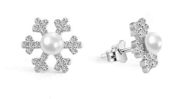 Beneto Elegantní zimní náušnice s perlou AGUP2756P + 2 měsíce na vrácení zboží