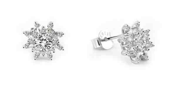 Beneto Slušivé stříbrné náušnice Vločka AGUP2749 + 2 měsíce na vrácení zboží