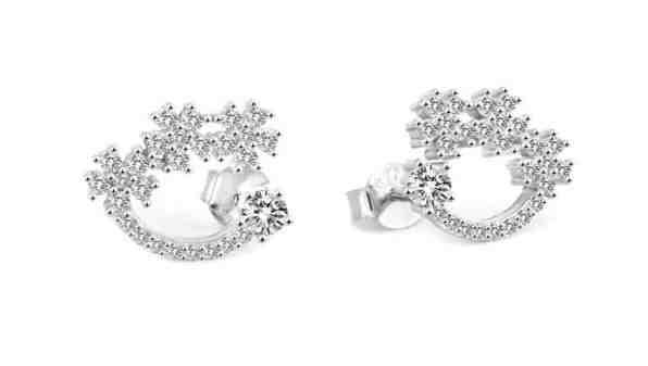 Beneto Slušivé stříbrné náušnice se zirkony AGUP2751 + 2 měsíce na vrácení zboží