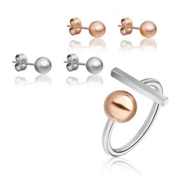 Emily Westwood Módní bicolor sada šperků WS097SR (prsten, náušnice) + 2 měsíce na vrácení zboží