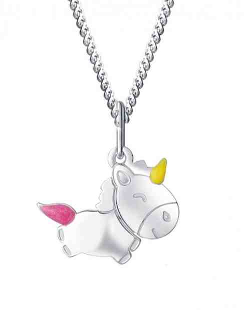 Praqia Slušivý stříbrný náhrdelník Jednorožec KO6378_CU035_40_RH (řetízek, přívěsek) + 2 měsíce na vrácení zboží