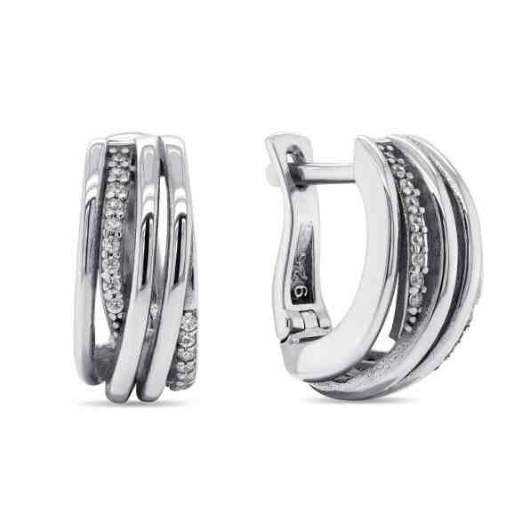 Brilio Silver Slušivé stříbrné náušnice se zirkony EA259W + 2 měsíce na vrácení zboží