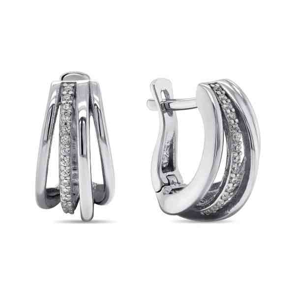 Brilio Silver Stylové stříbrné náušnice se zirkony EA260W + 2 měsíce na vrácení zboží