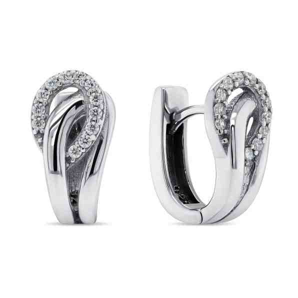 Brilio Silver Stylové stříbrné náušnice se zirkony EA276W + 2 měsíce na vrácení zboží
