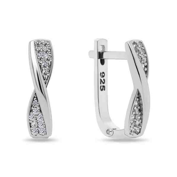 Brilio Silver Módní stříbrné náušnice se zirkony EA292W + 2 měsíce na vrácení zboží