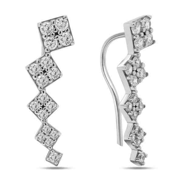 Brilio Silver Blýštivé stříbrné podélné náušnice se zirkony EA286W + 2 měsíce na vrácení zboží