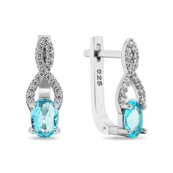Brilio Silver Půvabné stříbrné náušnice s akvamarínovými zirkony EA293AW + 2 měsíce na vrácení zboží