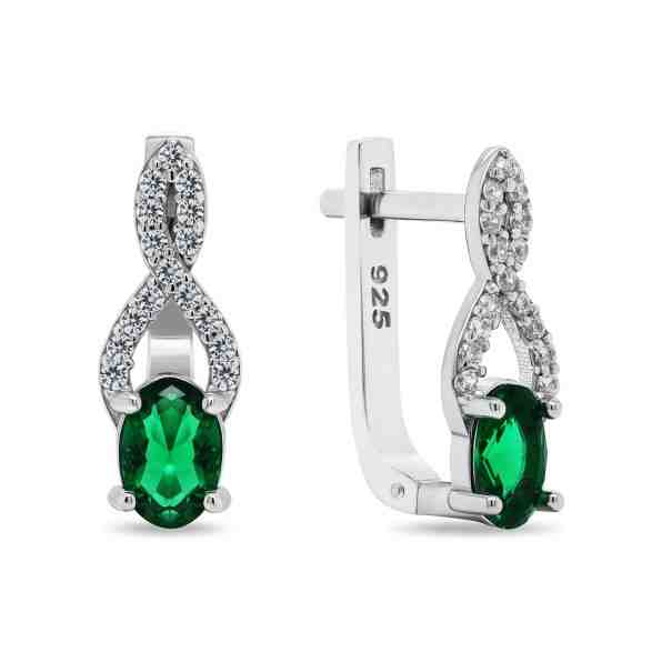 Brilio Silver Půvabné stříbrné náušnice se zelenými zirkony EA293GW + 2 měsíce na vrácení zboží