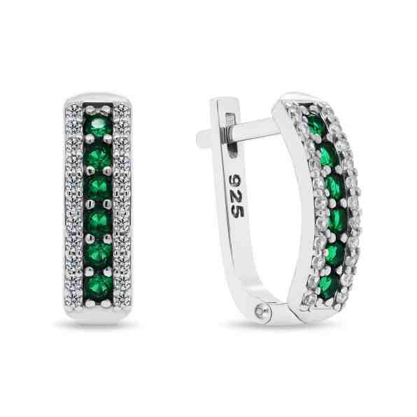 Brilio Silver Okouzlující stříbrné náušnice se zelenými zirkony EA294GW + 2 měsíce na vrácení zboží