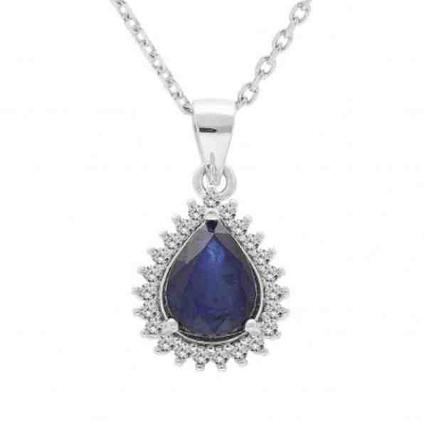 Brilio Silver Luxusní stříbrný náhrdelník se safírem CL-FS-5627S (řetízek, přívěsek) + 2 měsíce na vrácení zboží