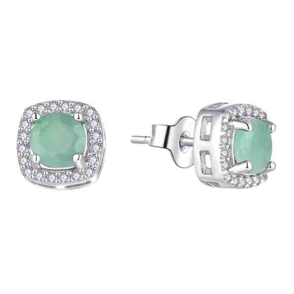 Brilio Silver Elegantní stříbrné náušnice s emeraldem E-FS-5658E + 2 měsíce na vrácení zboží