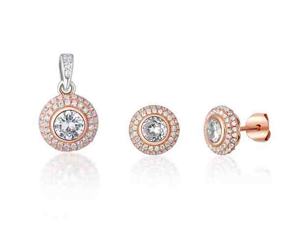 JVD Stříbrná sada šperků s čirými zirkony SVLS0048SH2BK00 (přívěsek, náušnice) + 2 měsíce na vrácení zboží