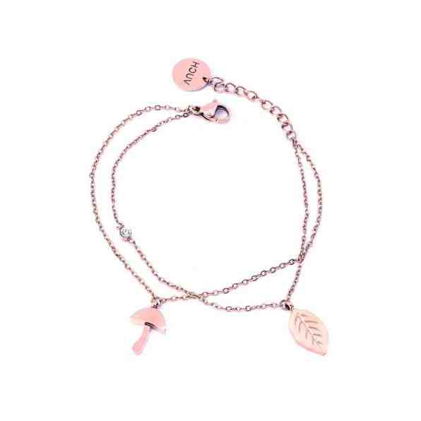 Vuch Dvojitý bronzový náramek s přívěsky Rose Gold Little Woods + 2 měsíce na vrácení zboží