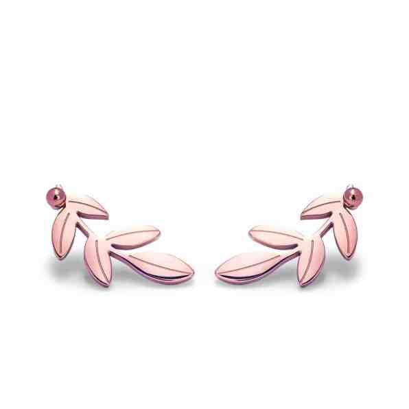 Vuch Podélné bronzové náušnice Rose Gold Mini Leaf + 2 měsíce na vrácení zboží