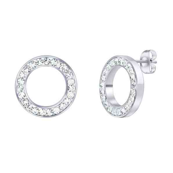 Silvego Něžné ocelové kruhové náušnice se zirkony KMM62639 + 2 měsíce na vrácení zboží