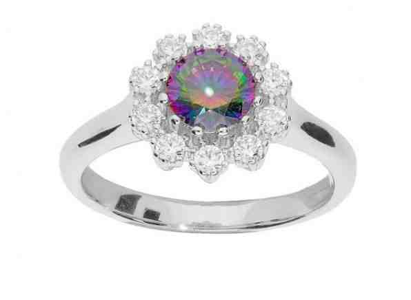 Brilio Silver Nádherný stříbrný prsten Květina s topazem Mystic Stone SR07823A 54 mm + 2 měsíce na vrácení zboží